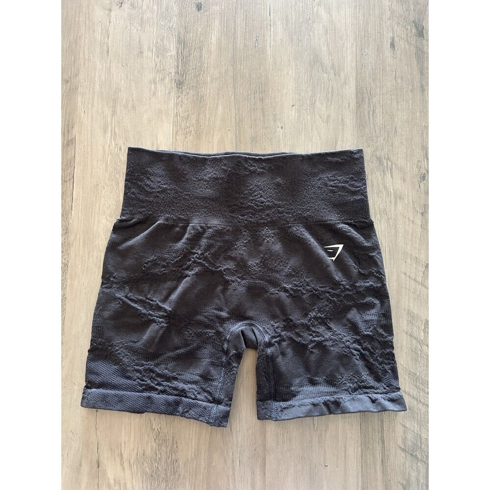 Gymshark Womens Adapt Black Camo High Waist Seamless Athletic Shorts S